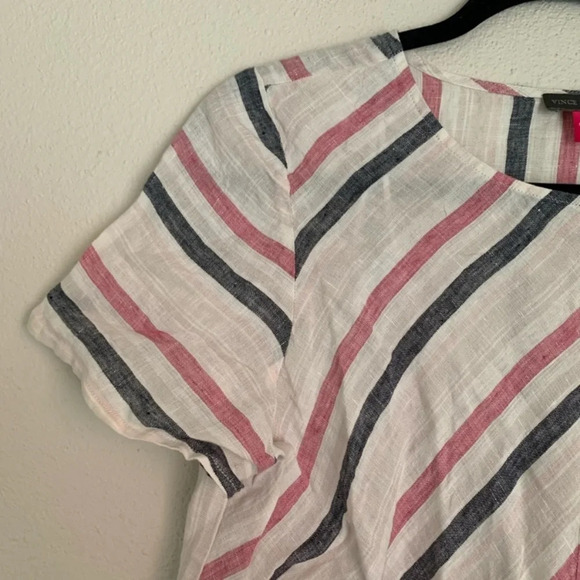 Vince Camuto 100% linen striped blouse S - Picture 4 of 5